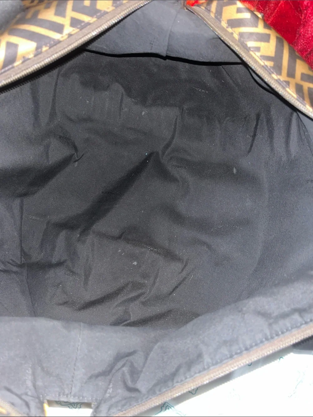 Fendi Brown Monogram Duffle with Yellow Logo and Black Straps